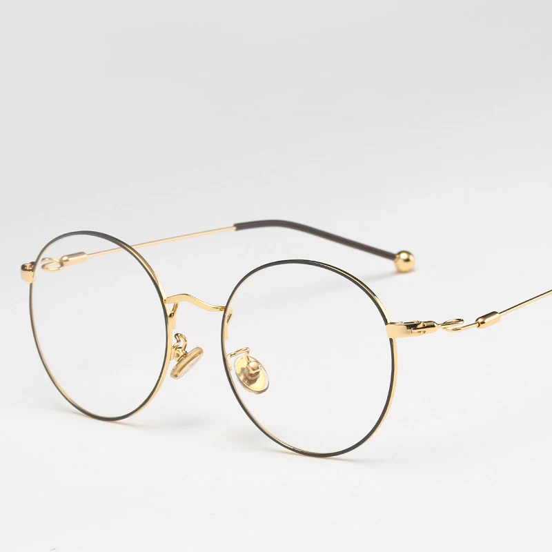 Fashion Student Elliptical Lens Korean Version Metal Frame Goggles Elegant Flat Mirro | Аксессуары для одежды