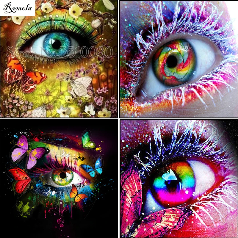 Алмазная живопись 5D DIY «Цветные глаза», полный квадрат / круглый вышивка 3D, наборы крестиком, мозаичные картины, настенные наклейки, подарки.