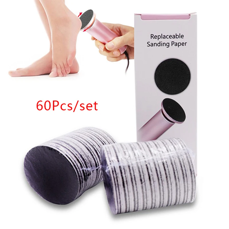 

60pcs Remove Tool For Electric Foot File Callus Hard Remove Dead Skin Pedicure Tool Replaceable Sandpaper Disc Cuticle Callus