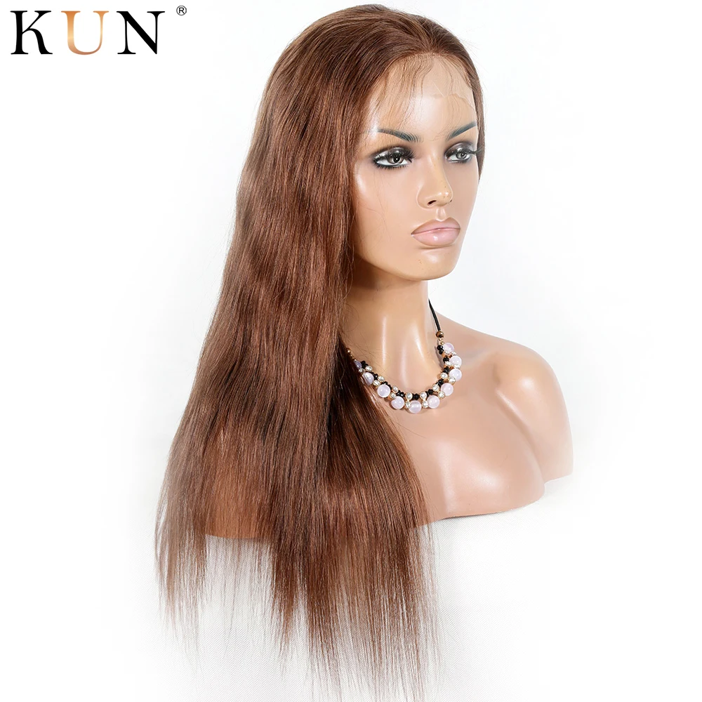 #6 каштановый коричневый прямой Омбре человеческие волосы парик 13x4 13x6 парики