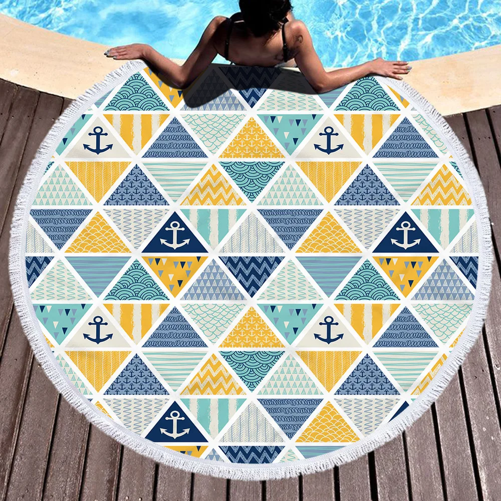 

150x150cm Round Beach Towel for Adults Microfiber Quick-drying Female Wrap Skirt Shawl Round Beach Mat Cover Blanket