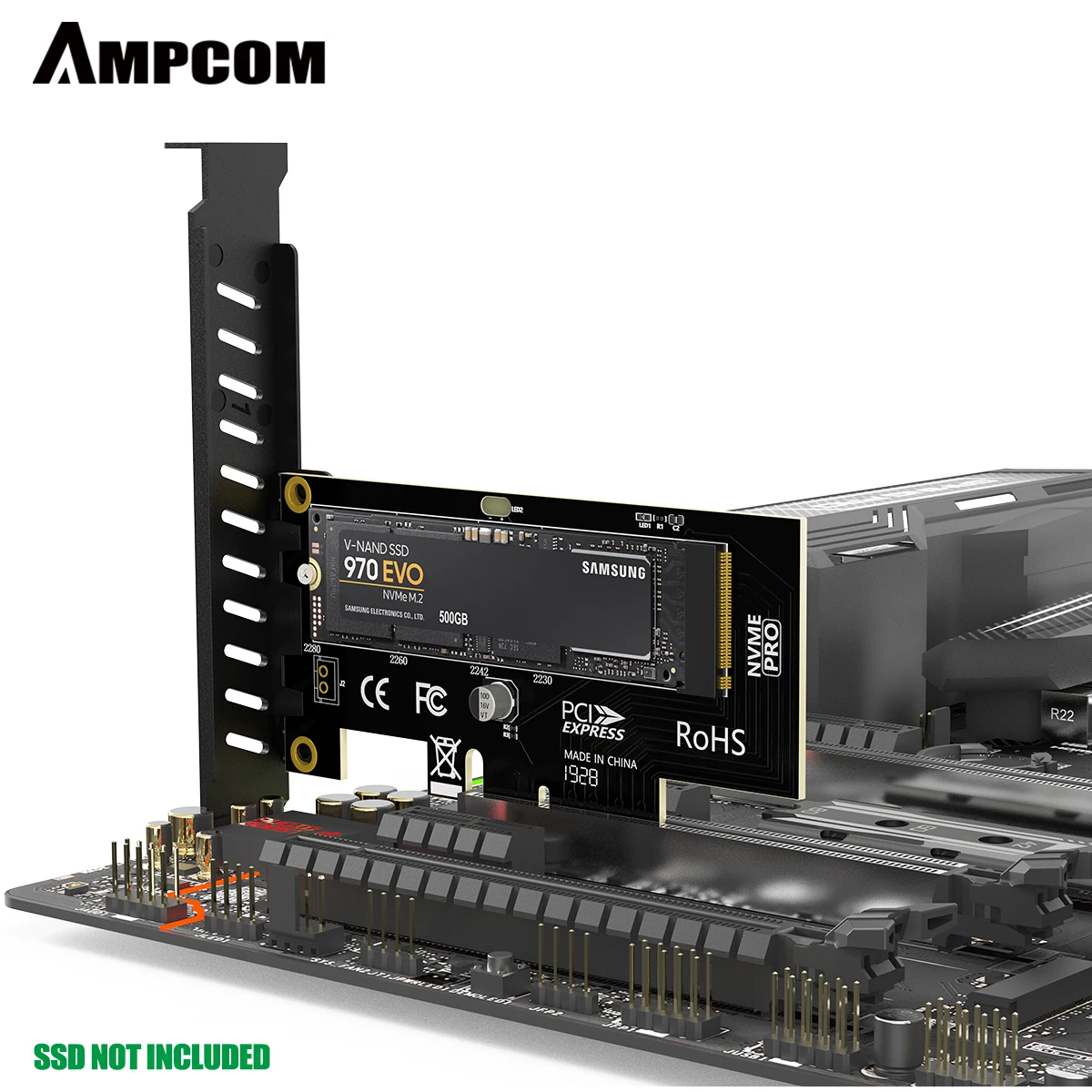AMPCOM M.2 NVME SSD на PCIe 4 0 адаптер карта 64 Гбит/с PCIe4.0 X4 для настольных ПК PCI E GEN4 полная