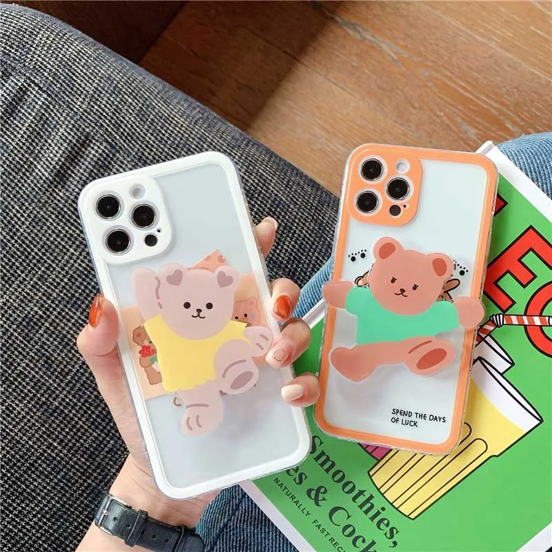 Симпатичный мультяшный медведь подставка держатель чехол для телефона лак