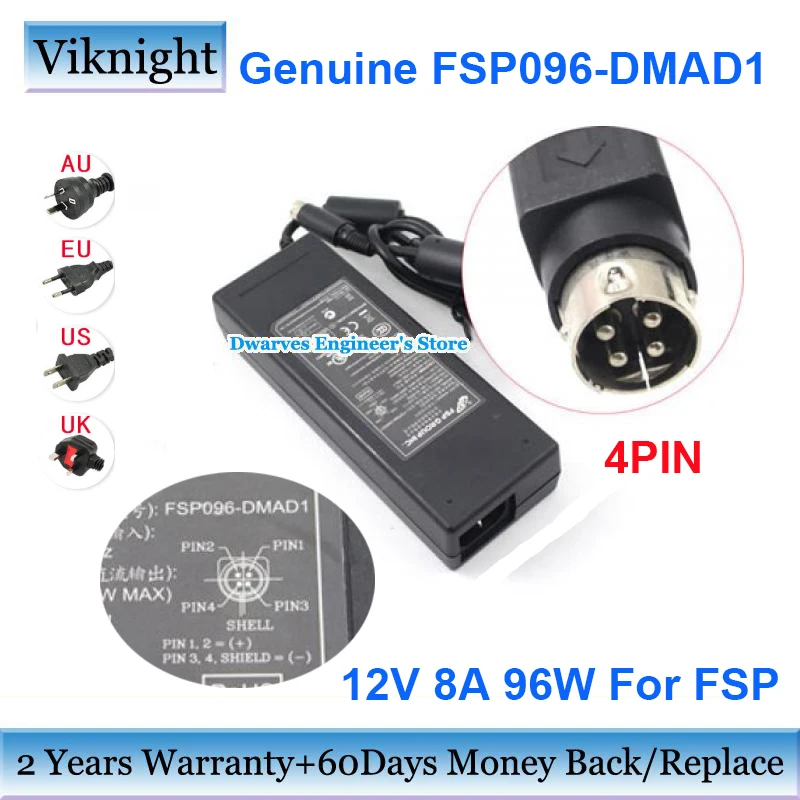 

Оригинальный FSP096-DMAD1 12 В 8A 96 Вт 4Pin FSP адаптер питания переменного тока зарядное устройство для QNAP TS-419P II NAS Qnap TS-419P