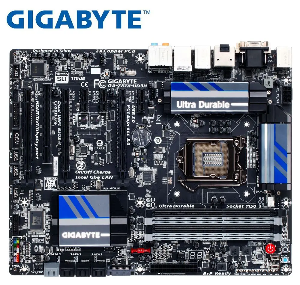 Gigabyte GA-Z87X-UD3H оригинальная материнская плата LGA 1150 DDR3 DVI VGA HDMI USB2.0 USB3.0 32 Гб Z87X-UD3H Z87 б/у рабочего Материнская плата