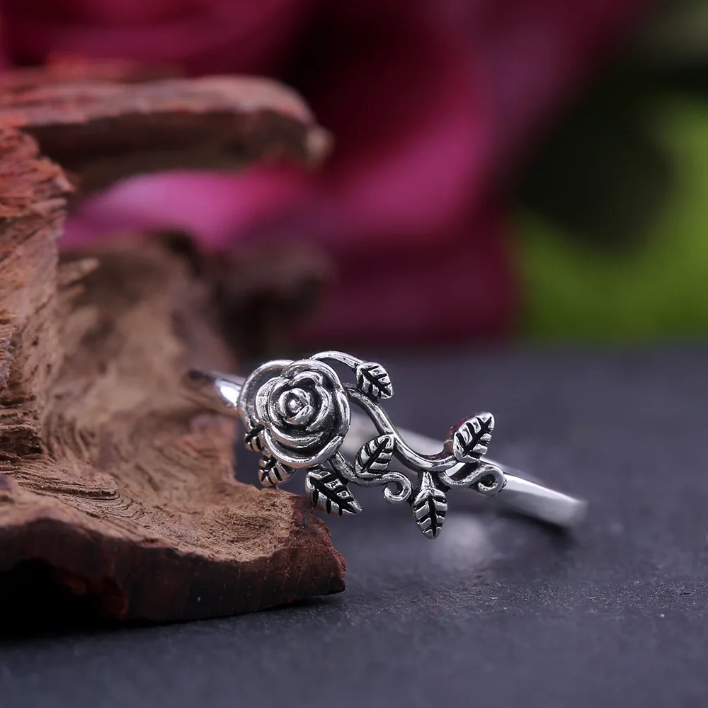 925 Sterling Silver Ring For Women Wedding Engagement Fine Jewelry Retro Rose Ancient | Украшения и аксессуары