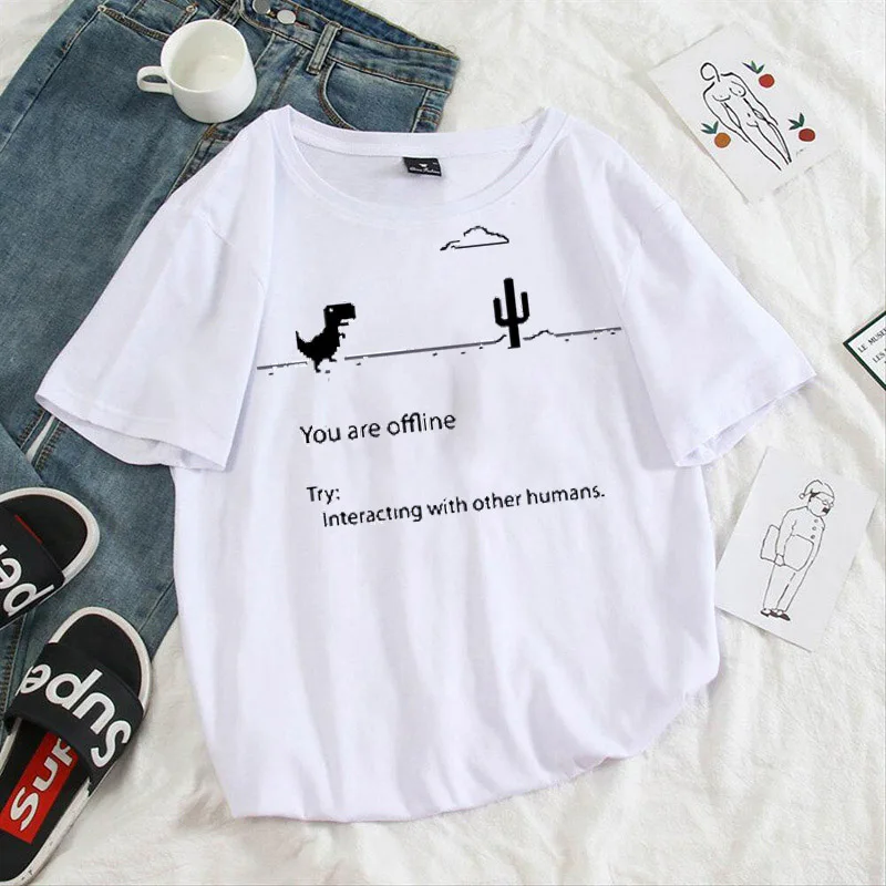 

New Harajuku Kpop Women's Retro Hoodie Dinosaur Games Long Sleeve Top Tee Fashion Casual Sports Shirt Streetwear Hoody Tops