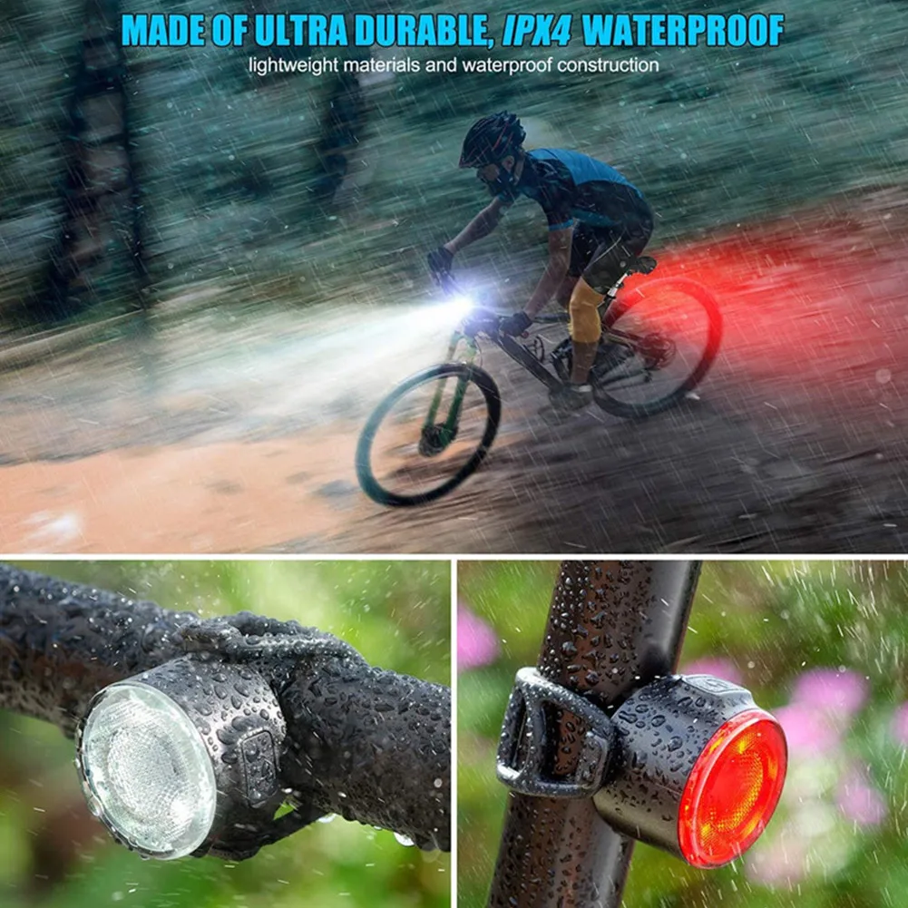

Accessories Bike Lights Set USB Rechargeable Front Rear Safety Warning Lamp Lightweight Led COB Super Bright Waterproof