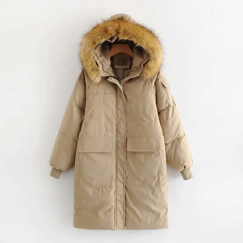 Весеннее Новое Стильное хлопковое пальто с большим меховым воротником AliExpress EBay