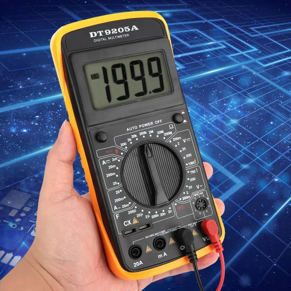 Цифровой Dt-9205A мультиметр ЖК-дисплей Ac/Dc резистивно-емкостный Амперметр тестер цифровой вольт-усилитель Ом Hzhandheld тестер hfe