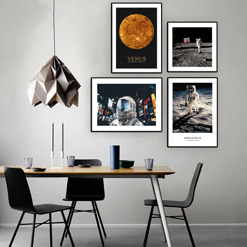 Холст для живописи астронавт Apollo на Луне художественные плакаты и принты Venus Wall Art