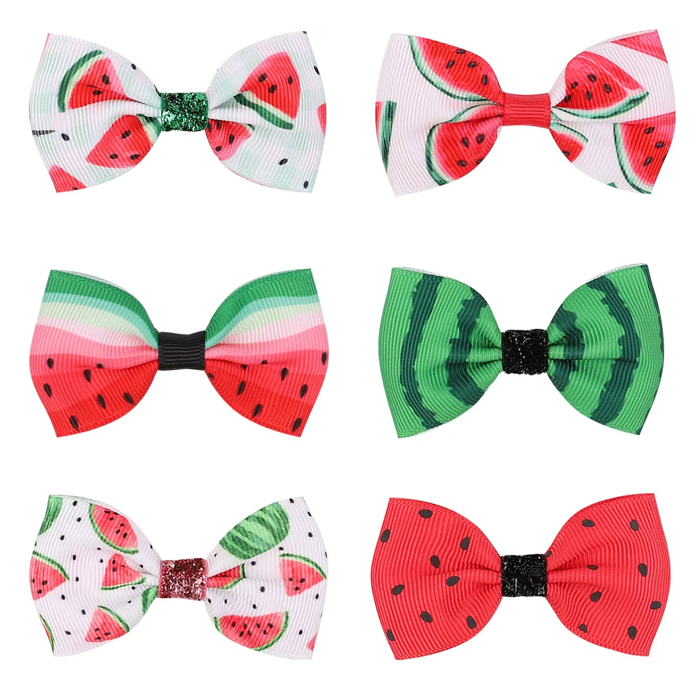 

2pcs/set Kids Children Fruit Watermelon Floral Hair Clip Bow Hair Pins Hair Clip For Girls Sweet Hair Grip Hair Accessories