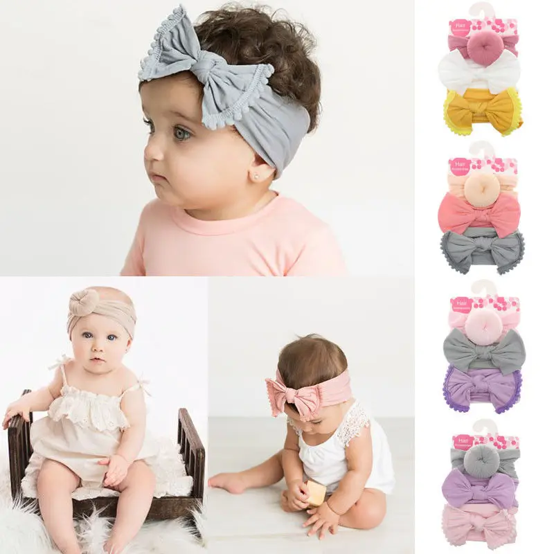 

3pcs/set Cute Princess Girl Hair Accessories Headwear Kid Baby Bow Hairband Headband Stretch Turban Knot Head Wrap 3pcs