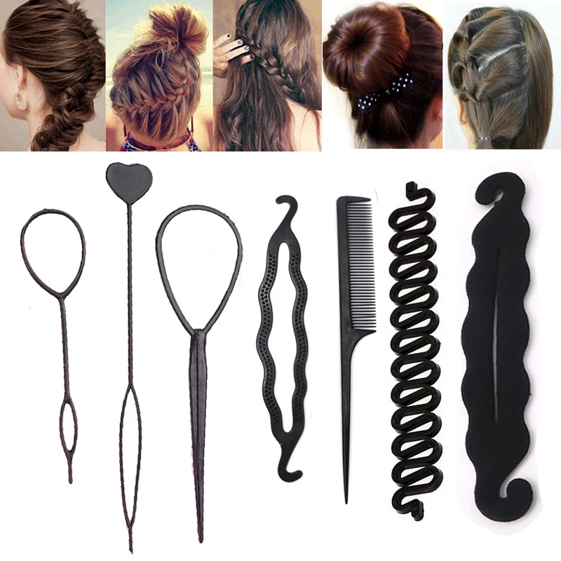 

Hairstyle Braiding Tools Pull-through Hair Needle Hair Dispenser Disk Hair Comb Hair Accessories Set for Women Female Girls