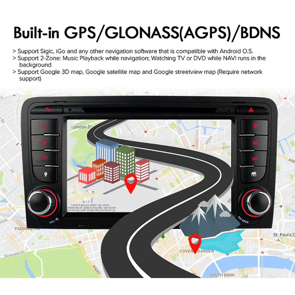 A Sure 2 Din Восьмиядерный Android 9 0 Радио DVD GPS плеер навигация для Audi A3 (2003 2011) S3 RS3 RNSE UP 8P 8V