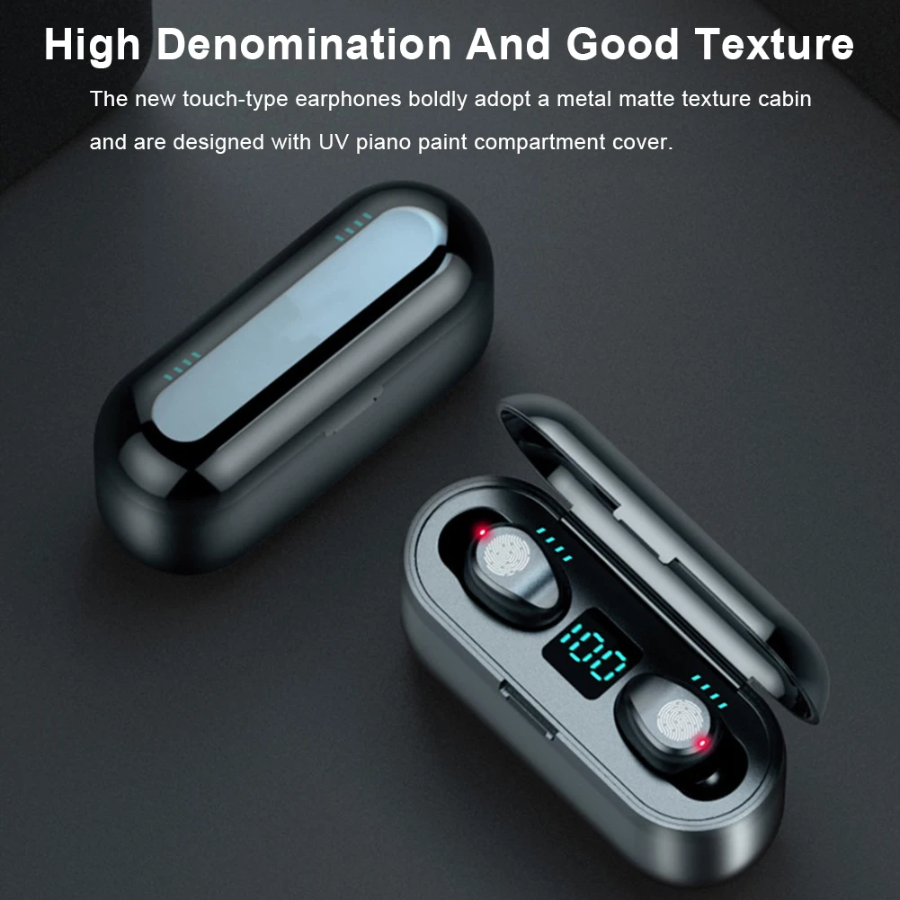 Мини Bluetooth 5 0 Беспроводной наушники Мощность Дисплей сенсорный Управление