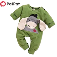 patpat 2021 new spring and autumn baby 3d design donkey embroidery long sleeve jumpsuit for baby boy clothes