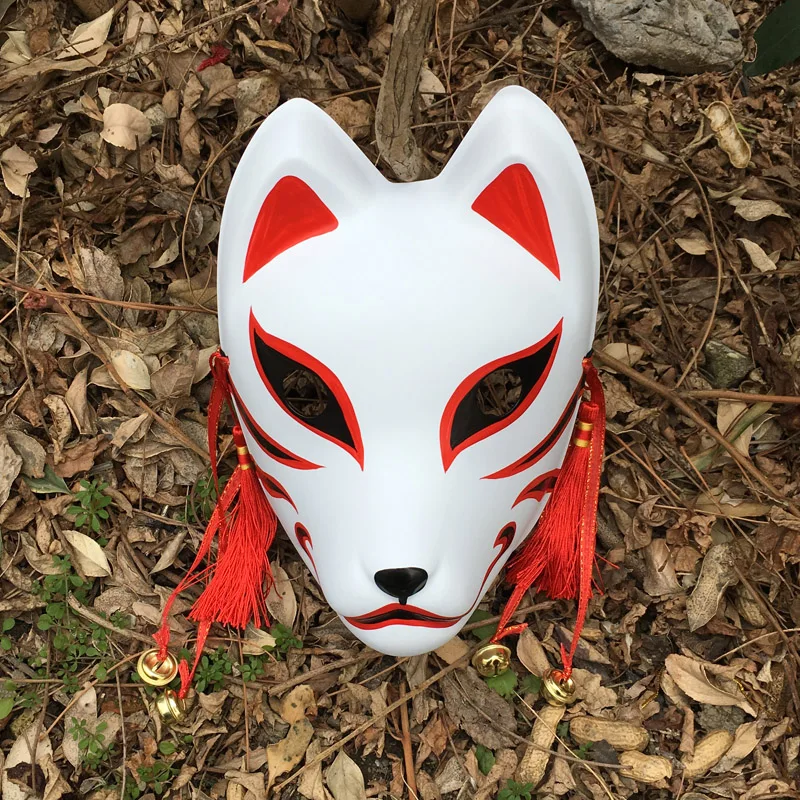 Máscara Anbu pintada a mano, máscara de zorro japonés Kitsune, PVC grueso de cara completa para disfraz de Cosplay