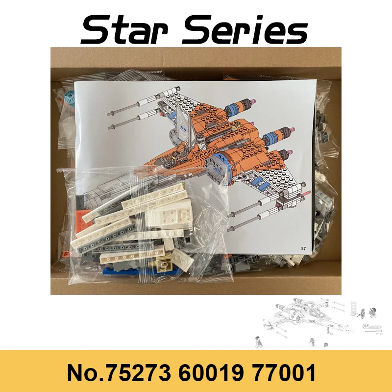 

761pcs NEW X Wing Tie Star Fighter Poe Dameron With Figures Bricks Building Blocks Toys For Children's Boy Gifts 75273 60019