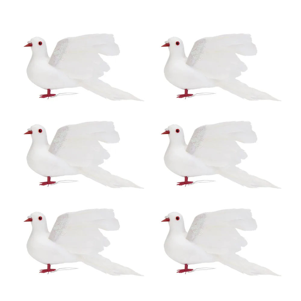 

Simulation Peacedove White Bird Decorative Artificial Birds Photography Props Wedding Ornament Feather For Outdoor Brids