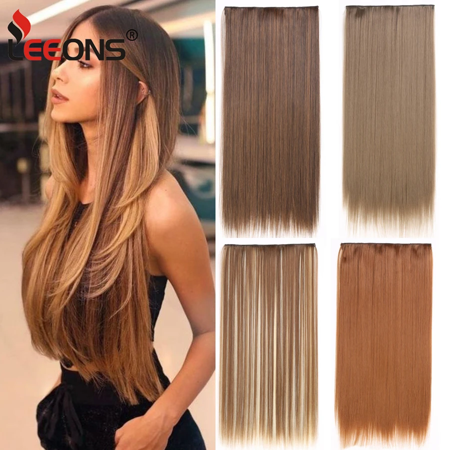 

Synthetic Clip In Hair Extensions Dark Brown 5 Clips In Hair Extensions Thick Straight Hair One Piece Hair Extensions For Women