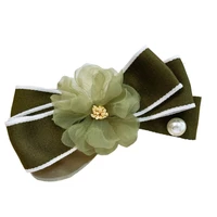 korea new fabric bow spring hairpin clip chiffon flowers catch clip clamp hairgrip for women ladies barrettes hair accessories