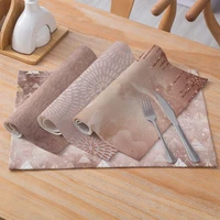 geometric printing cotton linen table mat anti slip heat insulation cutlery mat western food place pad