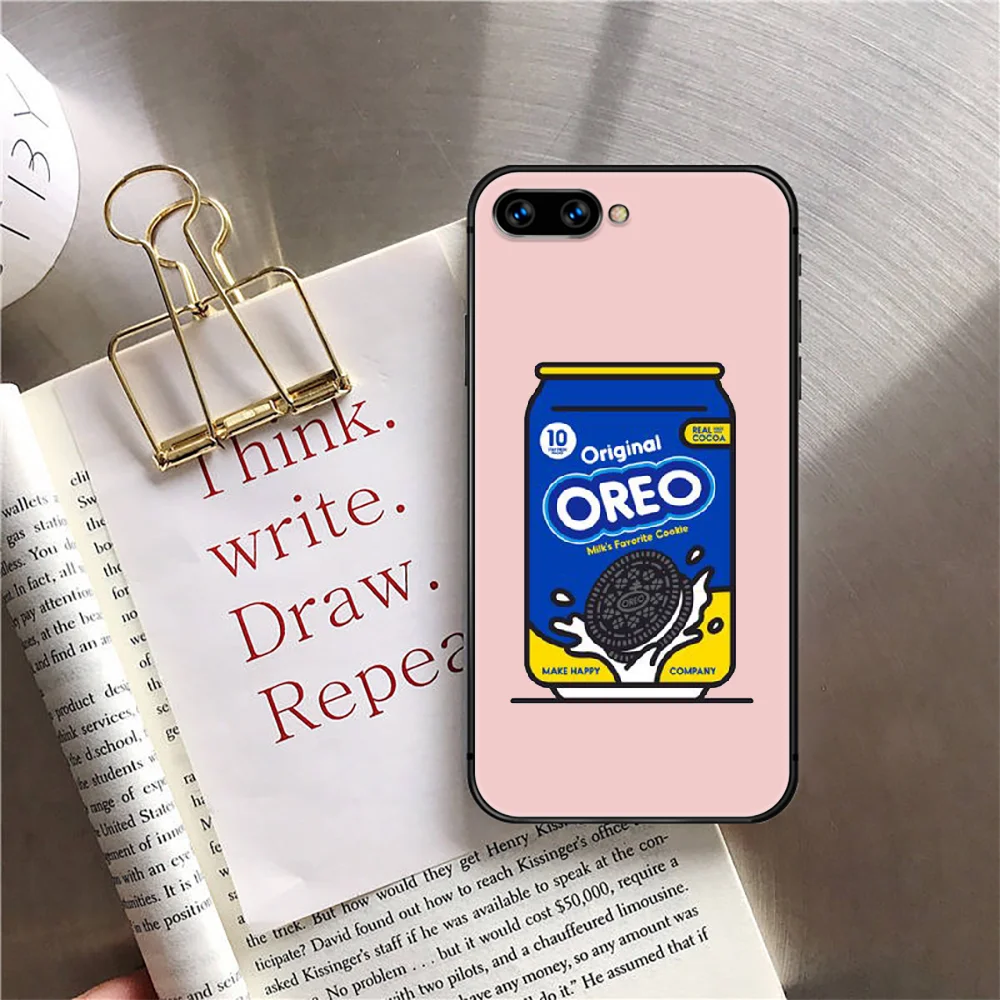 

Oreo Milk Cookies Cute Creativity Phone Case Cover For Huawei Honor Nova 5T 7I 8A 8X 8 9X 9 10 10I 20 30 Pro Lite Black Black