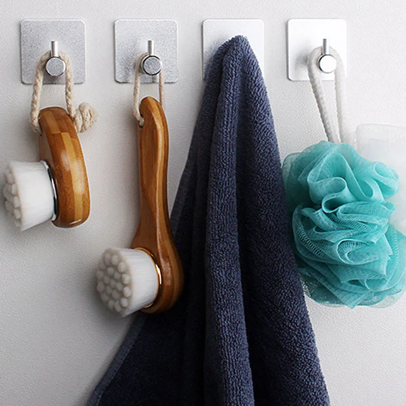 

2Pcs Self Adhesive Towel Hook Aluminum Home Wall Door Hooks Key Coat Hangers Rack Bathroom Kitchen Rustproof Single Hook Suppies