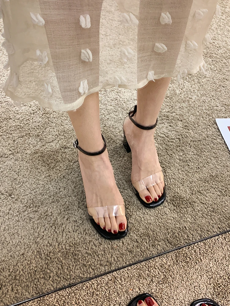 

2021 Summer High Heel Sandal for Women Suit Female Beige Womens Shoes High-heeled Fashion New Black Girls Comfort Basic Solid C