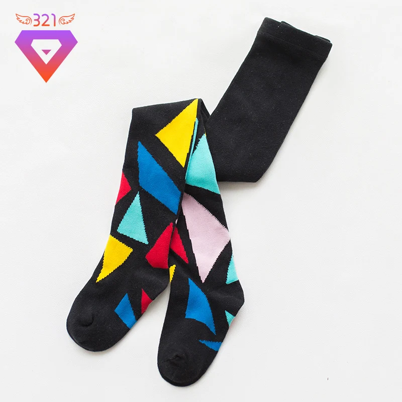 Детские колготки с геометрическим рисунком на весну осень зиму для детей от 2 до 8