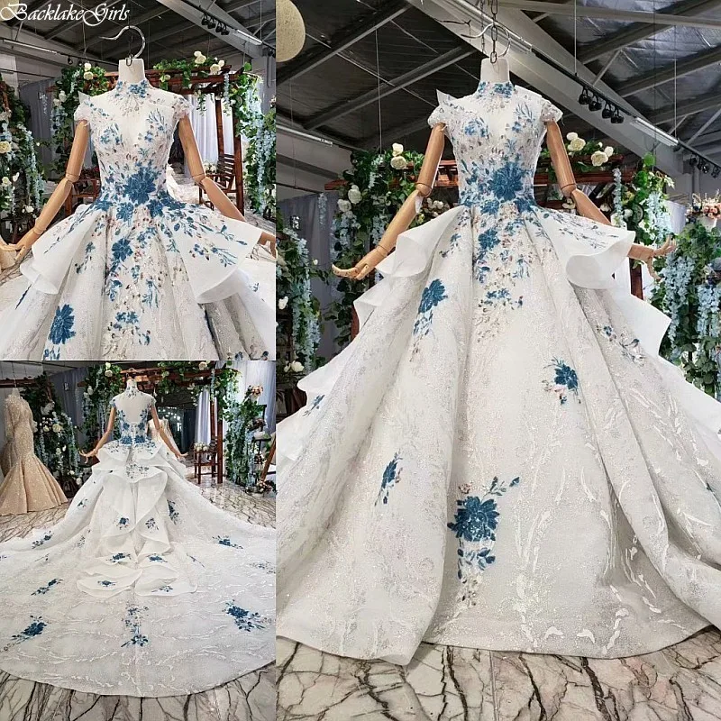 BacklakeGirls весна лето романтическое роскошное голубое цветочное кружевное платье с