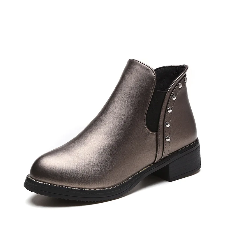 

2021 Women's Shoes Martin Boots British Style Mid-heeled Single Shoes Women's Short Boots Large Size Women's Boots 35-42