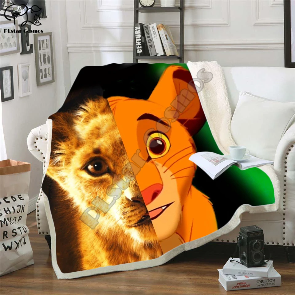 

Plstar Cosmos Cartoon Lion king funny Fleece Blanket 3D printed Sherpa Blanket on Bed Home Textiles Dreamlike style-2