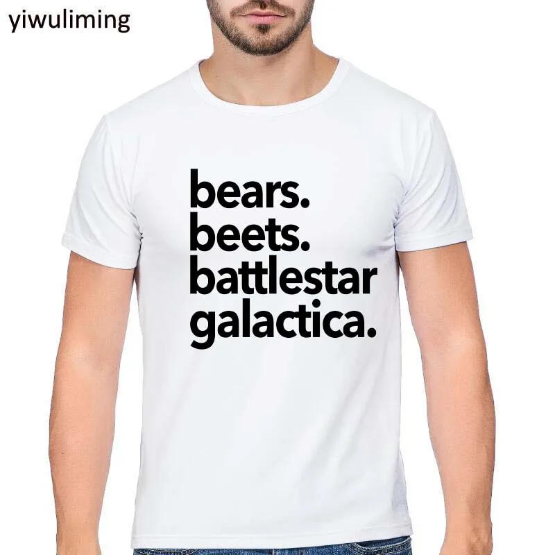 

The Office Tv Show Mens T Shirt Bears Beets Battlestar Galactica Letter Print Summer Style Tops Fashion Clothing