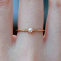 pearl gold plated rings for women wedding bands delicate simple cute birthday gift elegant daily wearable fashion jewelry luxury