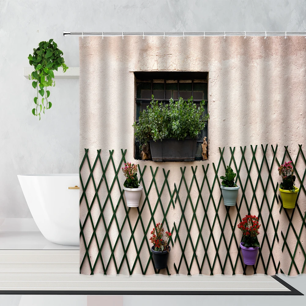 Розовая Занавеска на окно садовые цветы занавеска для душа красивый город улица