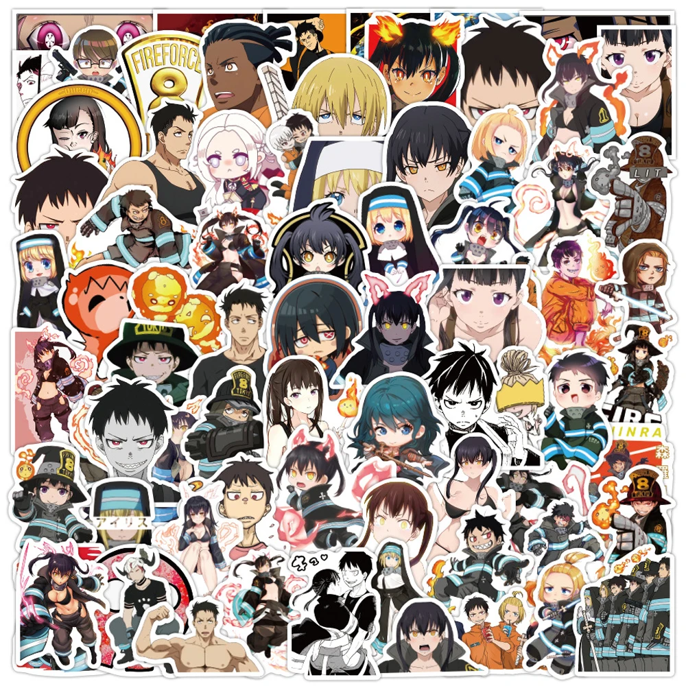 103050100pcs fire force anime stickers diy laptop fridge guitar luggage skateboard phone car graffiti sticker decals kid toys free global shipping