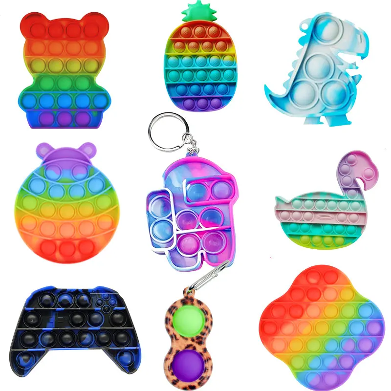 

Funny Lot SizeToy Fidget Toys Push Bubble School Bag Board Pendant Hot Sale Adult Pop Decompression Toy Children Anti-Stress