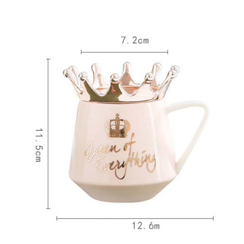 

Queen of Everything Mug With Crown Lid and Spoon Ceramic Coffee Cup Gift for Girlfriend Wife EF