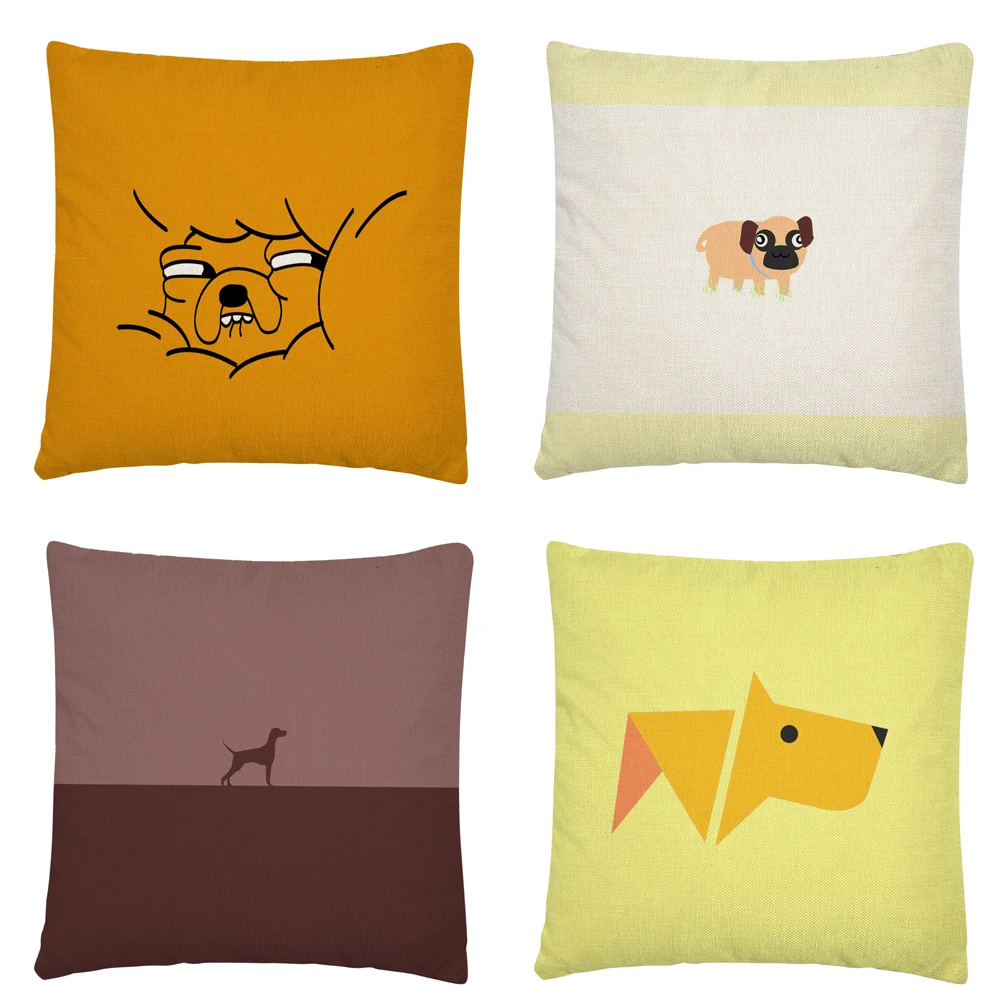

Minimalist cute puppy beautiful pattern Linen Cushion Cover Pillow Case for Home Sofa Car Decor Pillowcase 45X45cm