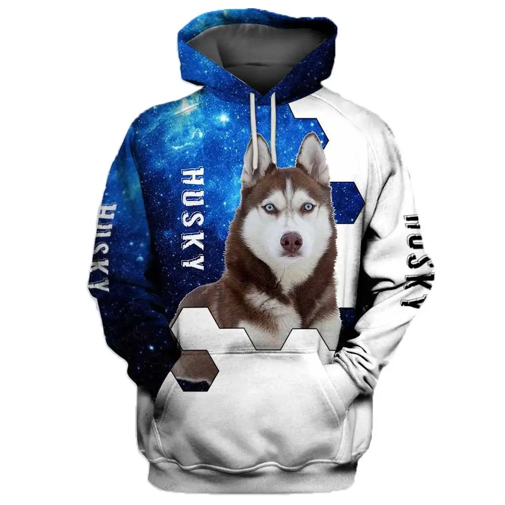 Толстовка унисекс с 3D-принтом художественный свитшот рисунком собаки хаски
