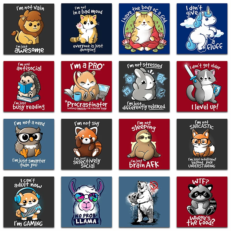 Алмазная живопись вышивка крестиком мультяшный Лев кот единорог мышь полная