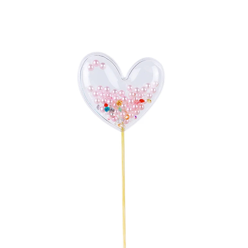 Transparent Confetti Love Heart Star Crown Mermaid Tail Cloud Shape Cup Cake Topper Valentine Children's Day Party Decorations