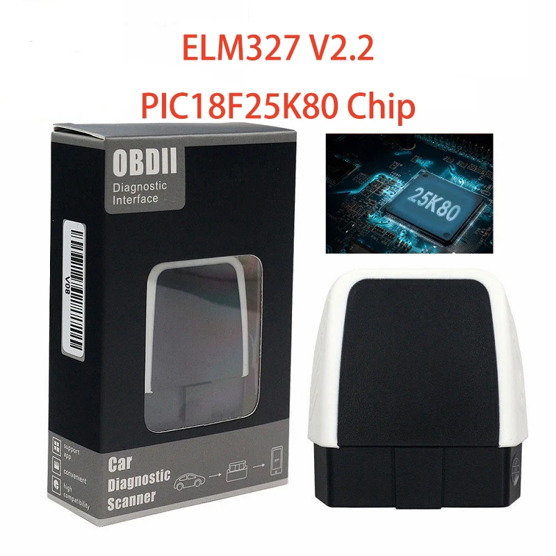 

ELM327 V2.2 OBD2 Diagnostic Auto Tool BT 4.0 OBDII Adapter ELM 327 Car Code Reader PIC18F25K80 Chip For IOS/Android/PC