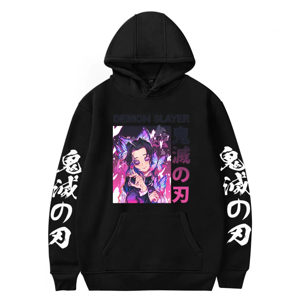 

Anime Demon Slayer Kochou Shinobu Men/Woman Hoodie Harajuku Casual Cosplay Sweatshirt Unisex Streetwear Hip hop Male Tees Tops