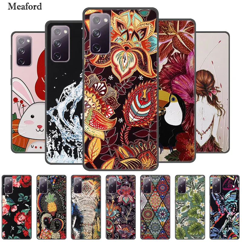 

3D Relief Case For Samsung S20 FE Cover Flower Emboss Silicone TPU Soft Phone Case for Samsung Galaxy S20 FE 5G Case S 20 FE