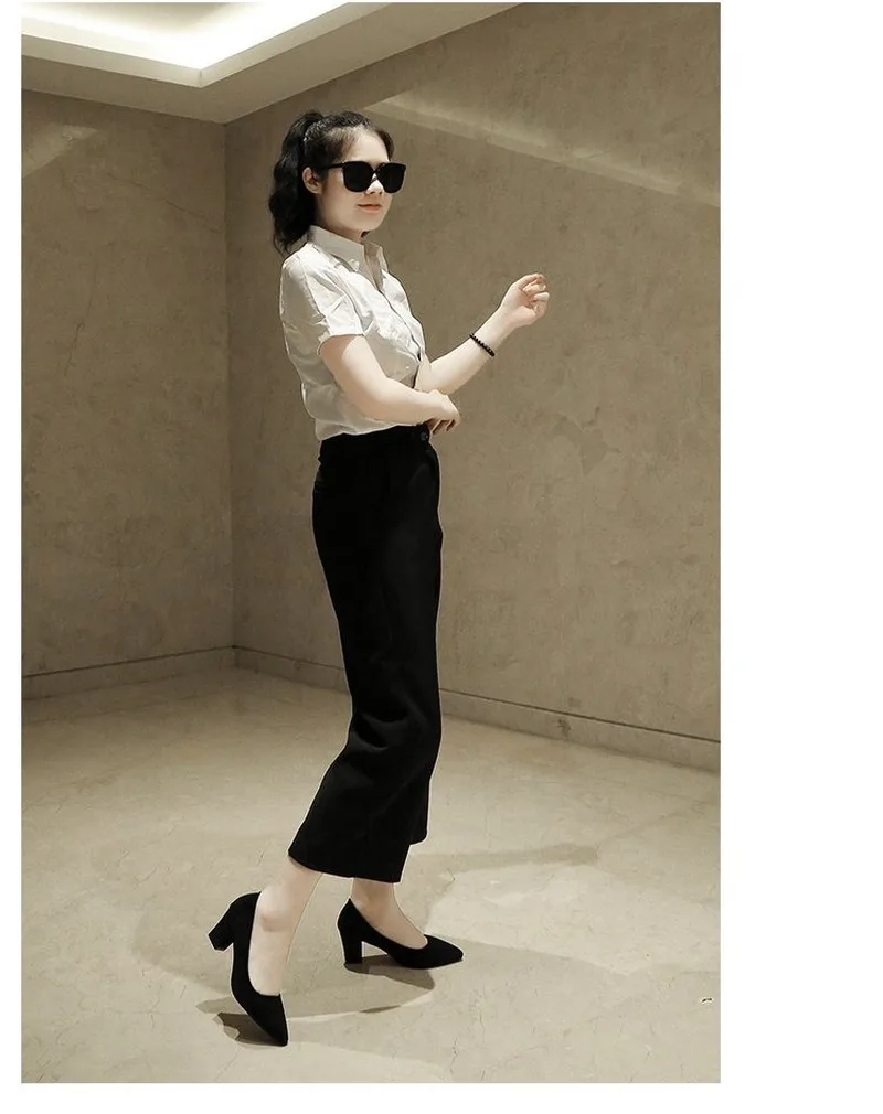 

Sexy Ladies Pumps 2020 Spring Women Shoes Woman New Fashion Casual Shoes Plus Size Flock Suede Thick High Heels Slip On Shoes