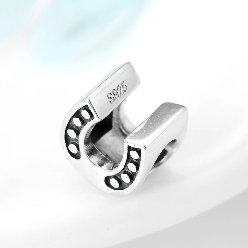 Аутентичные Серебро 925 Подкова Форма Подвески Diy Полые бусины, подходят к оригиналу Pandora, браслет Цепочки и ожерелья ювелирных изделий подарки