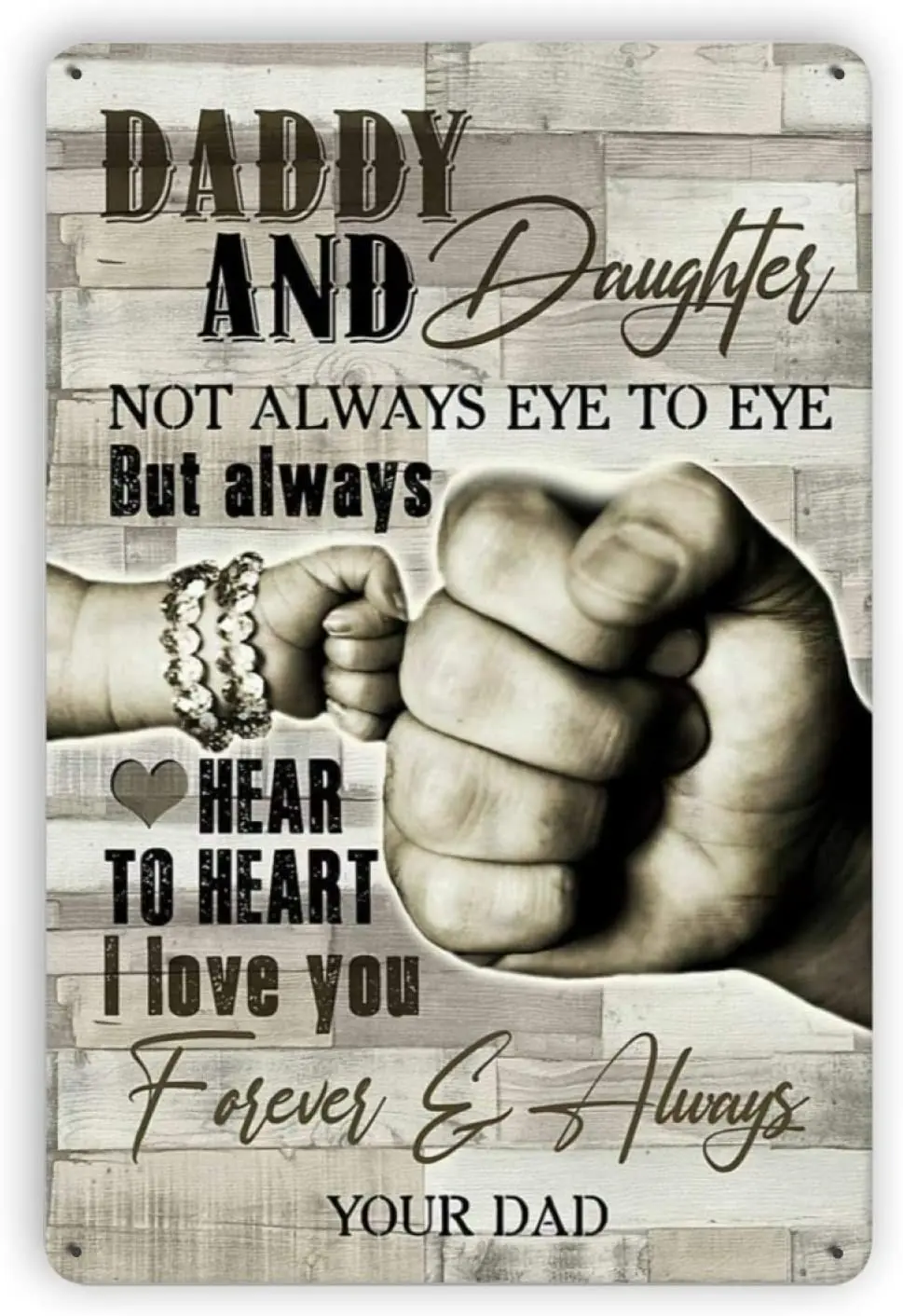 

Daddy and Daughter Not Always Eye to Eye Vintage Metal Tin Signs, Retro Art Tin Sign Decorations Plaque fo Bars Club Cafe Home
